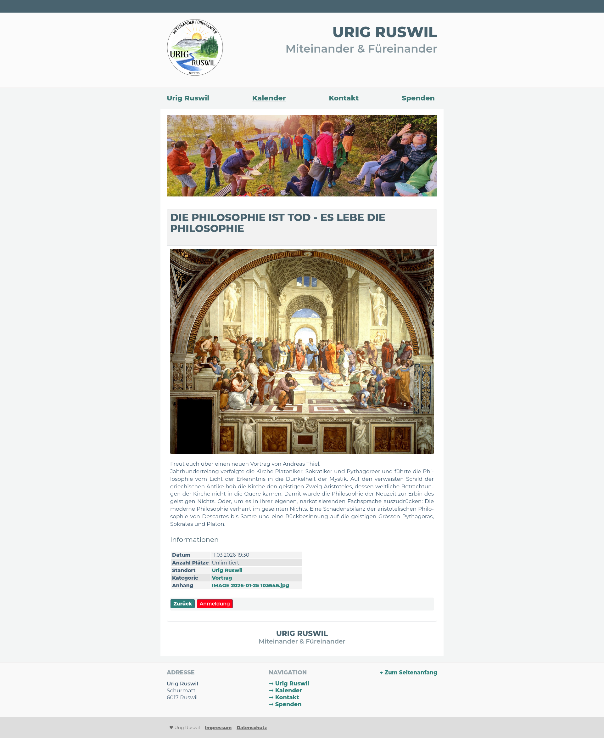 Vortrag Andreas Thiel – Die Philosophie ist tot – Es lebe die Philosophie