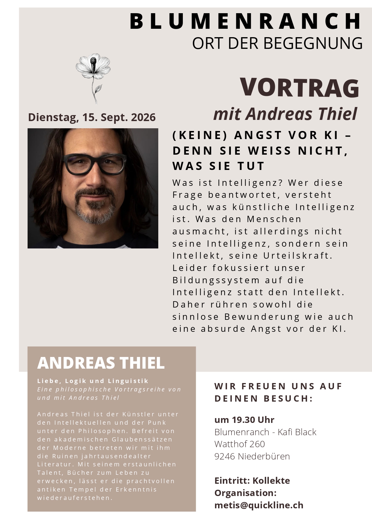 Andreas Thiel – (keine) Angst vor der KI – Denn sie weiss nicht, was sie tut